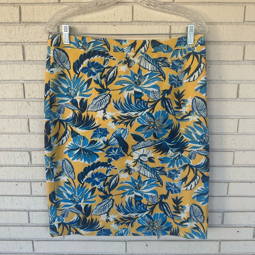 Floral Print Skirt in Blue and Yellow